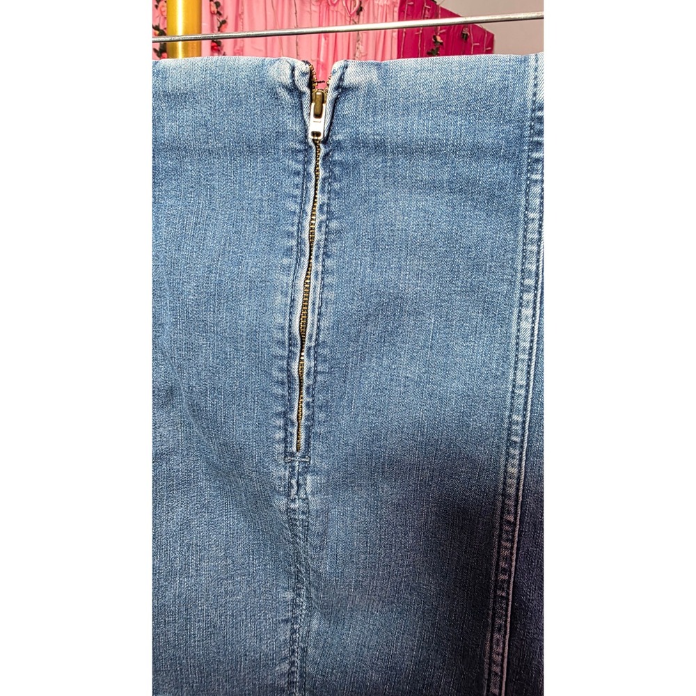 Free People Y2K Denim Mini Skirt Light Wash Blue Paneled High Rise Size 10 - Picture 8 of 9